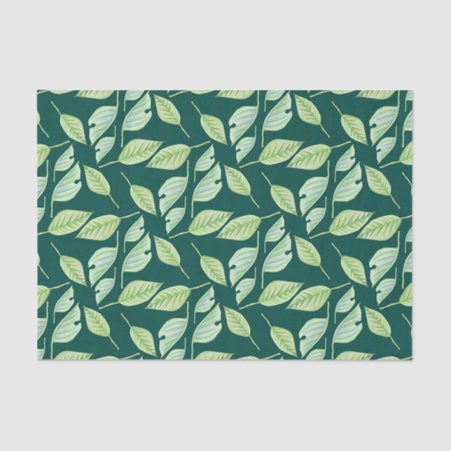Botanical Green Leaves Tissue Paper (Front)
