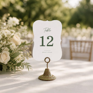 Botanical Green Minimalist Die Cut Table Numbers
