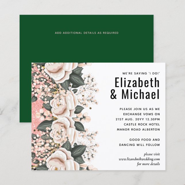 Botanical Green Pink Floral Wedding Budget (Front/Back)