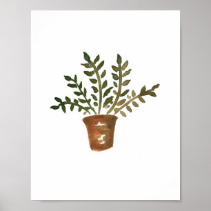 Botanical Green Plant Watercolor Painting Poster