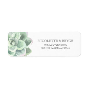 Botanical Green Return Address Succulent Wedding