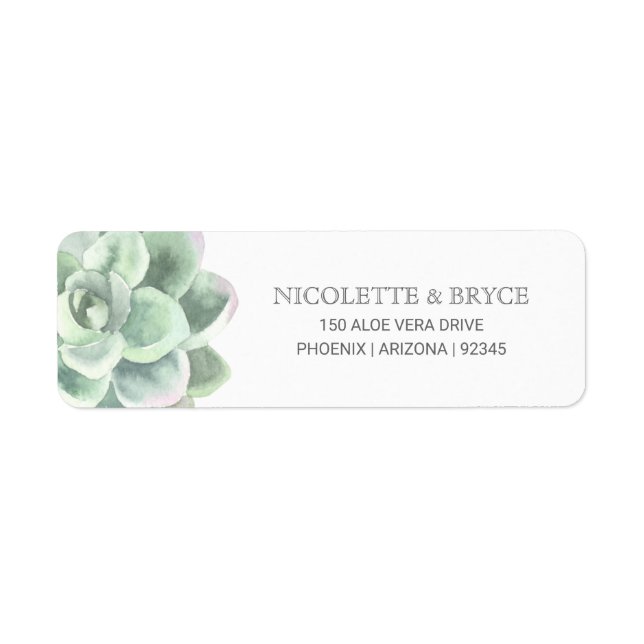 Botanical Green Return Address Succulent Wedding (Front)