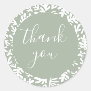 Botanical Green Small Business Customer Thank You Classic Round Sticker