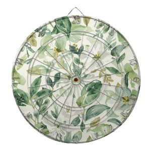 Botanical Green Watercolor Floral Leaves Nature Dartboard