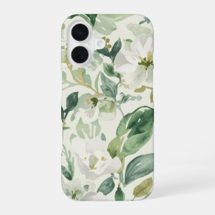Botanical Green Watercolor Floral Leaves Nature iPhone 16 Case