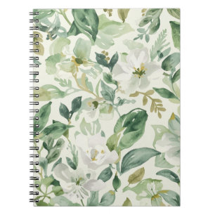 Botanical Green Watercolor Floral Leaves Nature Notebook