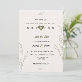 Botanical Green Wedding Invitation