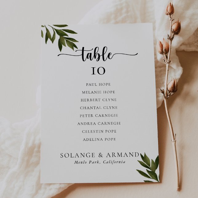 Botanical Green Wedding Table 6 Seating Chart card (Creator Uploaded)
