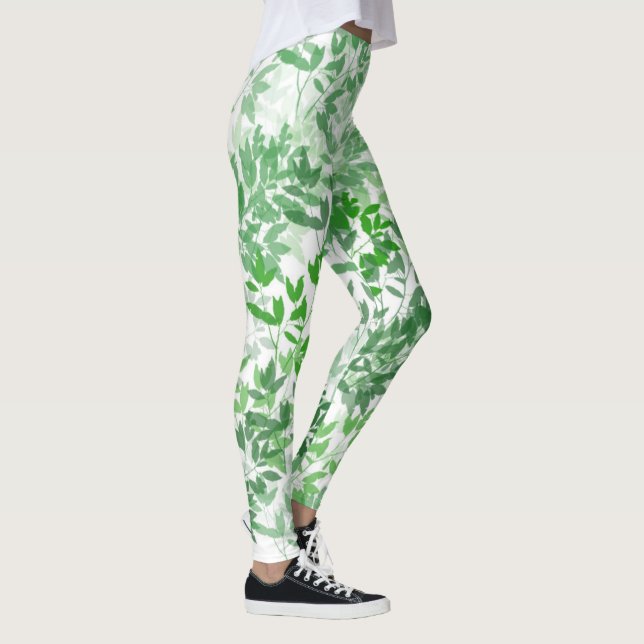 Botanical Green Yoga Pilates Hot Pants Leggings (Right)