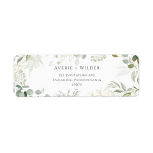 Botanical Greenery and Gold Return Address Label