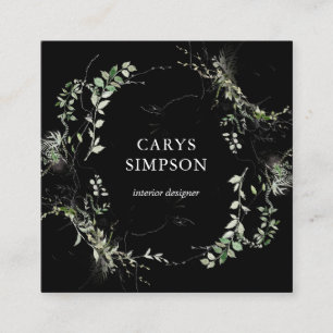 Botanical Greenery And Sketch Modern Square Business Card