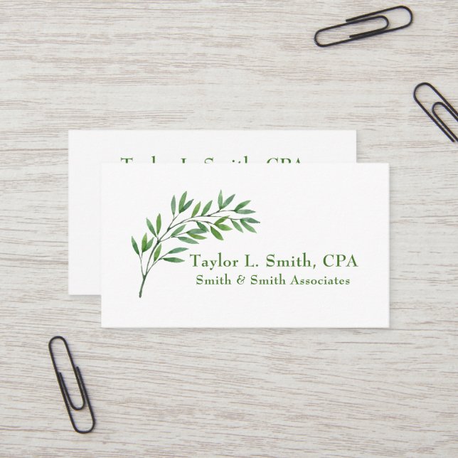 Botanical Greenery Branch Business Card (Front/Back In Situ)