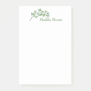 Botanical Greenery Branch Name Inscribed Post-it Notes