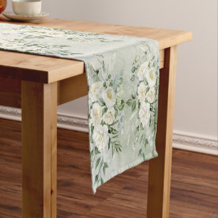 Botanical Greenery Bridal Party Spring Wedding Short Table Runner