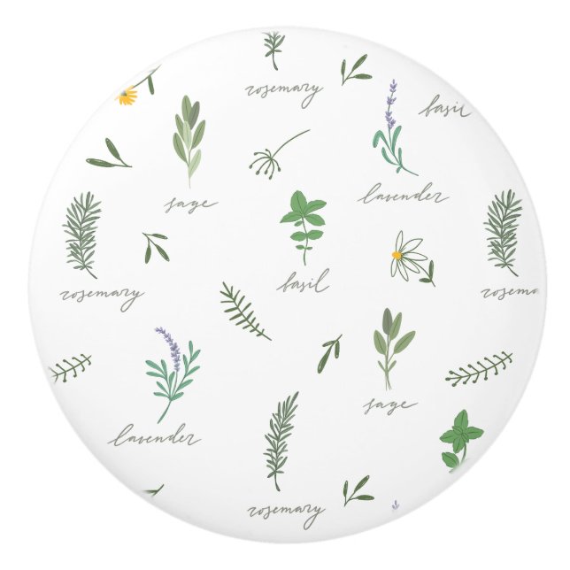 Botanical Greenery Ceramic Knob (Front)