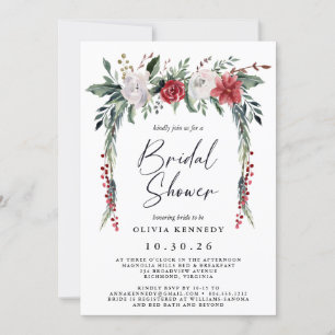 Botanical Greenery Christmas Bridal Shower  Invitation