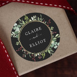 Botanical Greenery Christmas Holiday Classic Round Sticker<br><div class="desc">This sticker features painted watercolor eucalyptus,  green leaves,  red berries with a faux gold circle frame. For more advanced customisation of this design,  please click the "Customise further" link.  Matching items are also available.</div>