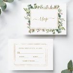 Botanical Greenery Christmas Holiday Gold Wedding  RSVP Card<br><div class="desc">This wedding RSVP card features painted watercolor red berries,  pine branches,  eucalyptus,  green leaves,  and a faux gold rectangular frame. For more advanced customisation of this design,  please click the "Customise further" link. Matching items are also available.</div>