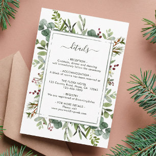 Botanical Greenery Christmas Wedding Details  Enclosure Card