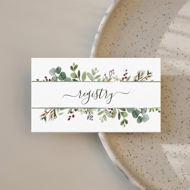 Botanical Greenery Christmas Wedding Registry Enclosure Card (Creator Uploaded)