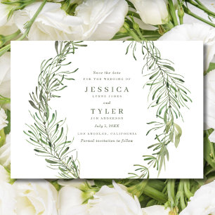 Botanical Greenery Elegant Photo Wedding Save The Date