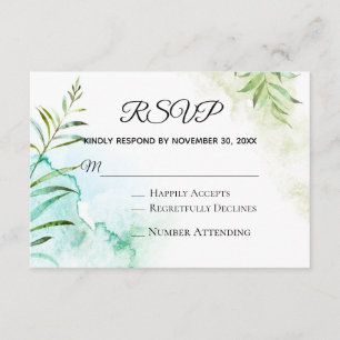 *~* Botanical Greenery  Elegant Wedding RSVP Enclosure Card