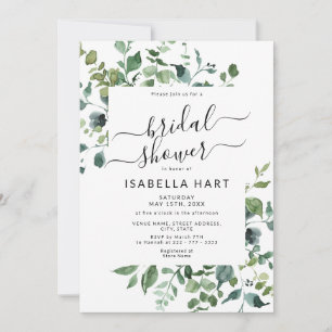 Botanical Greenery Emerald Woodland Bridal Shower Invitation