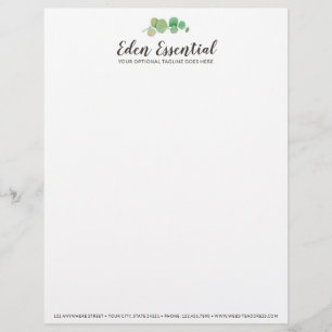 Botanical Greenery Eucalyptus Leaves Minimalist Custom Letterhead