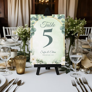 Botanical Greenery Eucalyptus Wedding Table Number
