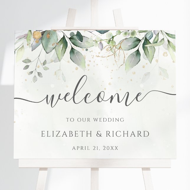 Botanical Greenery Eucalyptus Wedding Welcome Sign (Creator Uploaded)