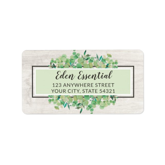 Botanical Greenery Eucalyptus & Wood Address Label (Front)