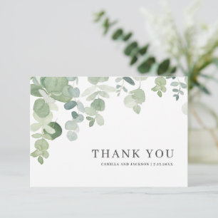 Botanical Greenery Falling Leaves Thank You Card