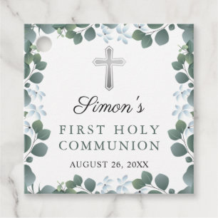 Botanical Greenery First Holy Communion Thank You Favour Tags