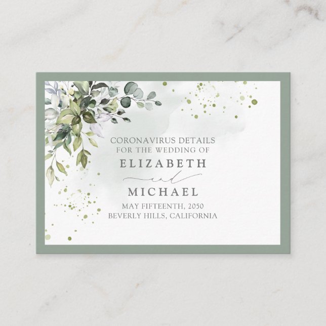 Botanical Greenery Floral Coronavirus Detail Enclosure Card (Front)