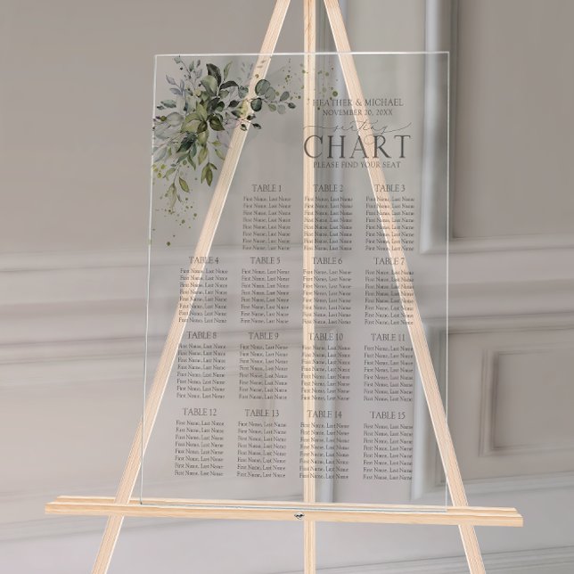 Botanical Greenery Floral Reception Seating Acrylic Sign (Wedding Seating Chart!
)