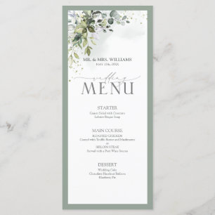 Botanical Greenery Floral Watercolor Wedding Menu