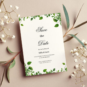 Botanical greenery foliage simple Save the Date  Invitation