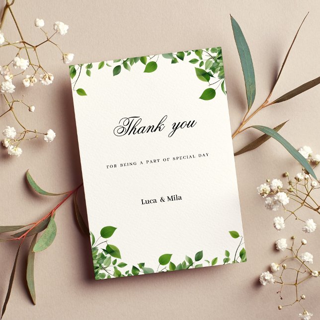 Botanical greenery foliage simple Thank You Invitation (Botanical greenery foliage simple Thank You )