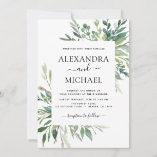 Botanical Greenery Foliage Watercolor Wedding Invi Invitation