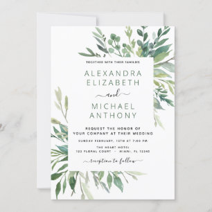 Botanical Greenery Foliage Watercolor Wedding Invi Invitation