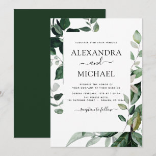 Botanical Greenery Foliage Watercolor Wedding Invi Invitation