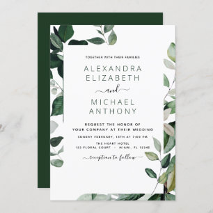 Botanical Greenery Foliage Watercolor Wedding Invitation