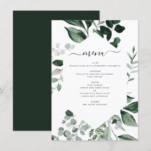 Botanical Greenery Foliage Watercolor Wedding Menu