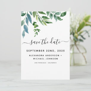 Botanical Greenery Foliage Watercolor Wedding Save The Date