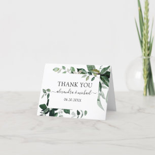 Botanical Greenery Foliage Watercolor Wedding Than Thank You Card
