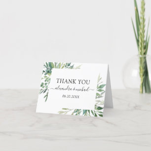 Botanical Greenery Foliage Watercolor Wedding Than Thank You Card