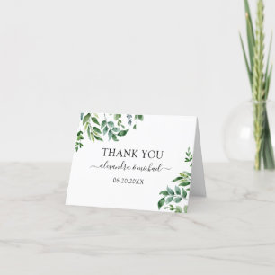 Botanical Greenery Foliage Watercolor Wedding Thank You Card