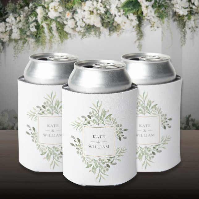 Botanical Greenery Foliage Wedding Can Cooler (Botanical Greenery Foliage Wedding Can Cooler)