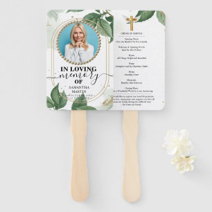 Botanical Greenery Funeral Celebration of Life Hand Fan