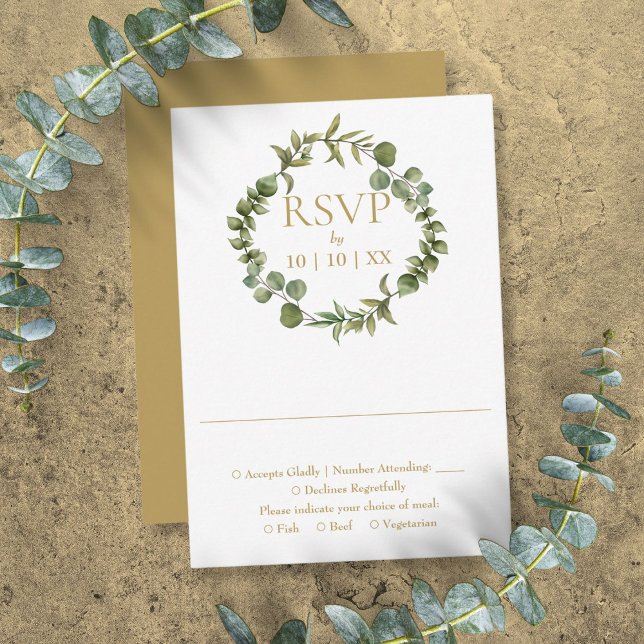 Botanical Greenery Garland Elegant Gold RSVP Card (Botanical Greenery Garland Elegant Gold RSVP Card)